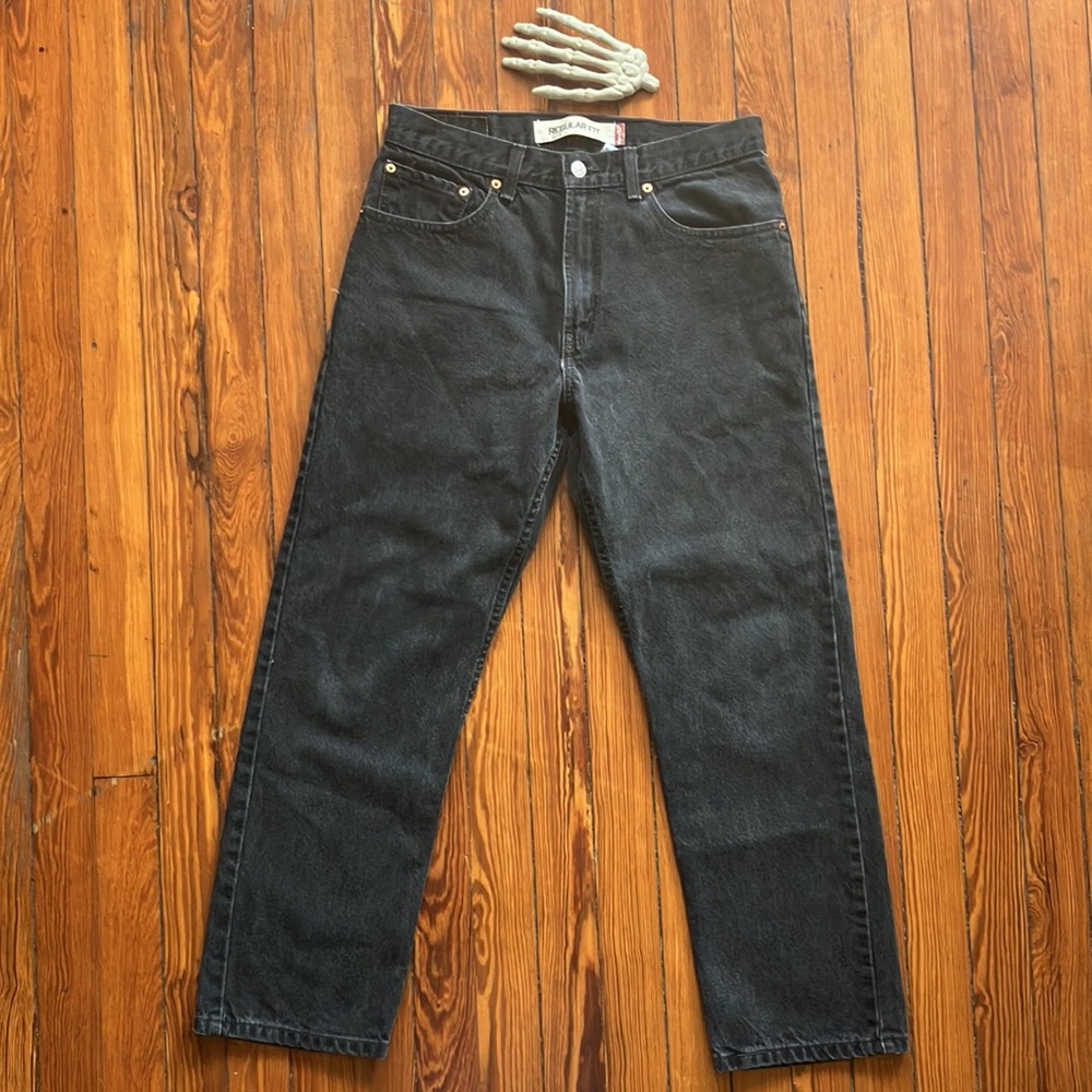 🖤 SOLD 🖤 Y2K Levi's 505 Regular Fit Blank Red Tab Black Jeans ~ Size 32 X 29 - Picture 7 of 11